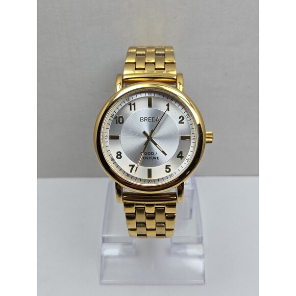 Breda Other - Breda Good Posture Blossom 18K Gold Plated Quartz Watch 41mm Mens New Battery